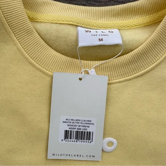 Wilo the Label Wellness Club Crew Sweatshirt - Size Medium Butter Yellow NEW! - Picture 4 of 4